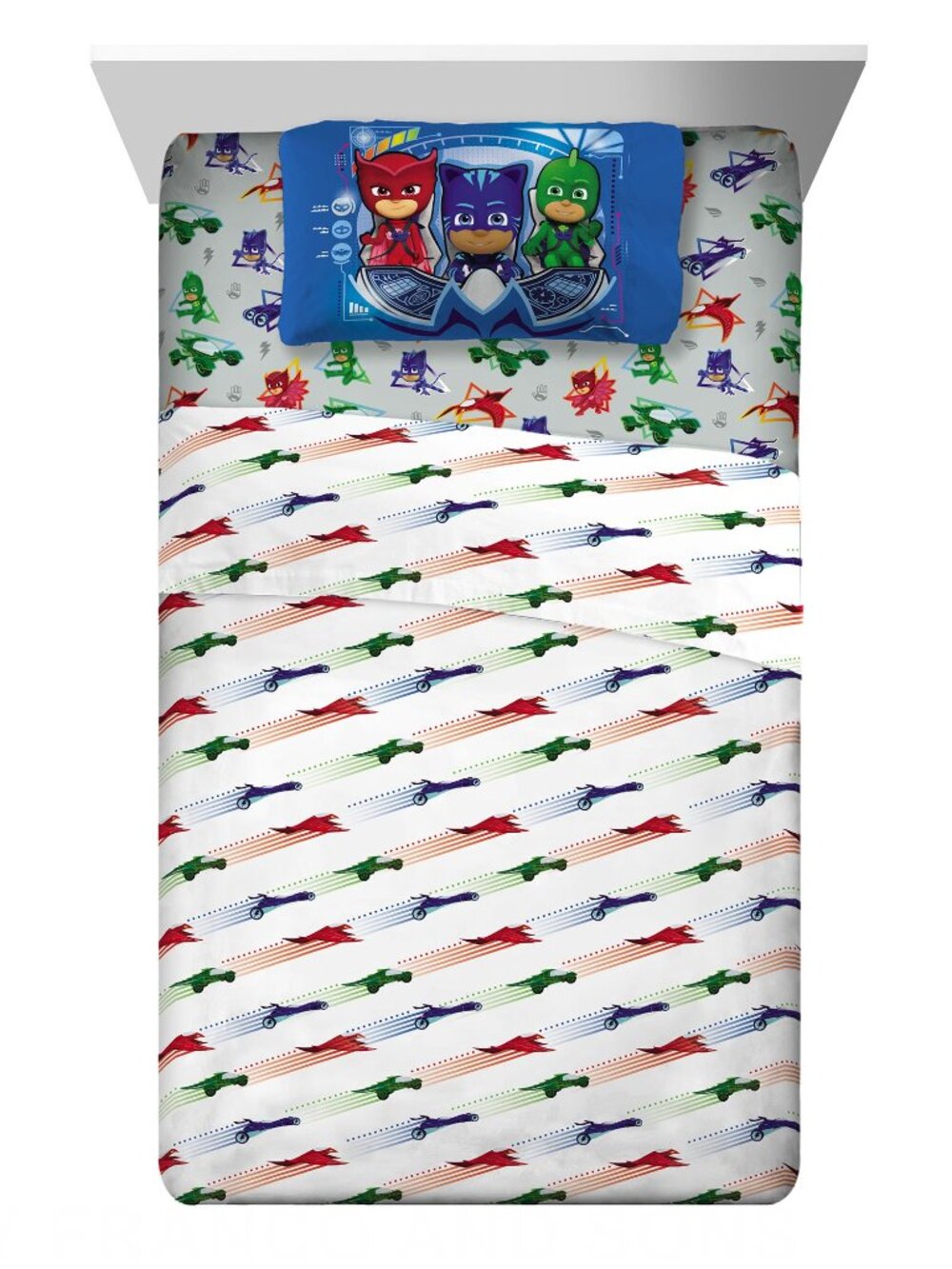 PJ MASKS "VIRTUAL VEHICLES"  3 PIECE TWIN OR 4 PIECE FULL MICROFIBER SHEET SET